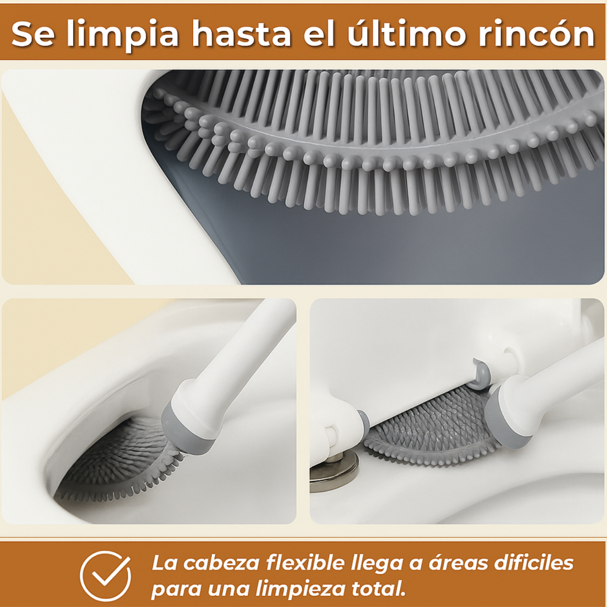 Cepillo flexible y eficaz para inodoro (pegable)